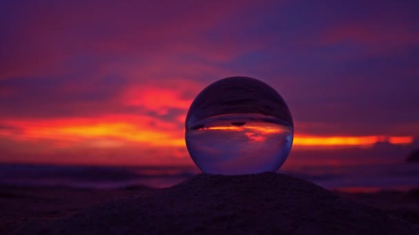 View Beach Sky Sunset Crystal Ball Glass Sunset Sea Crystal — Wideo stockowe