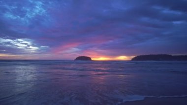 scenery sweet sky the sun down to the sea..beautiful sky at sunset in Kata beach Phuket Thailand.4k stock footage video in travel concept. sweet sky background.