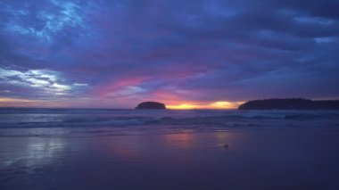 scenery sweet sky the sun down to the sea..beautiful sky at sunset in Kata beach Phuket Thailand.4k stock footage video in travel concept. sweet sky background.