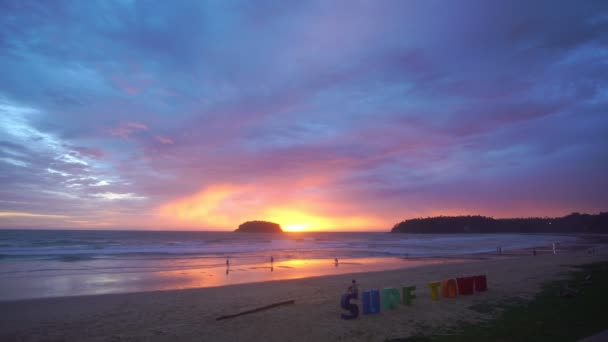 Scenery Sweet Sky Sun Sea Beautiful Sky Sunset Kata Beach — Stockvideo