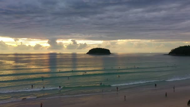 Time Lapse Scenery Sunset Ocean Clouds Cover Ocean Colorful Cloud — Vídeo de stock