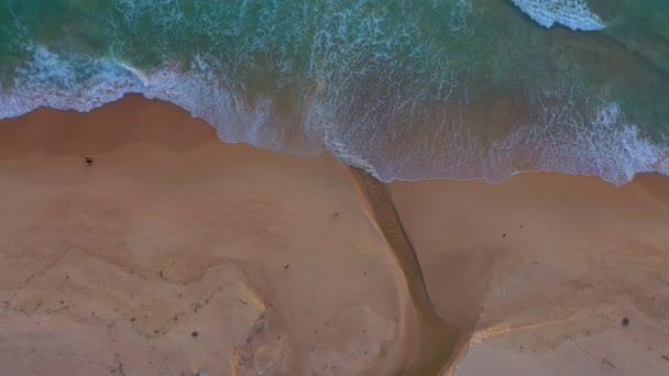 Εναέρια Άποψη Κύματα Θάλασσα Αδιάλειπτη Βρόχο Στην Παραλία Λευκή Άμμο — Αρχείο Βίντεο