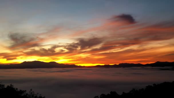 Aerial View Beautiful Yellow Sunrise Mountain Phang Nga Valley Slow — Vídeo de Stock