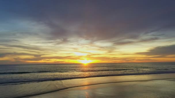 Amazing Bright Sky Aerial View Ocean Aerial View Golden Sky — Stock Video