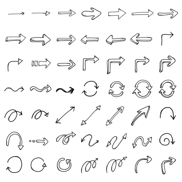 Pilen Doodle Vektor Ikon Set Ritning Skiss Illustration Handritad Linje — Stock vektor