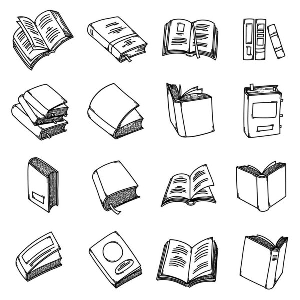 Set of books doodle vector icon. Drawing sketch illustration hand drawn line.