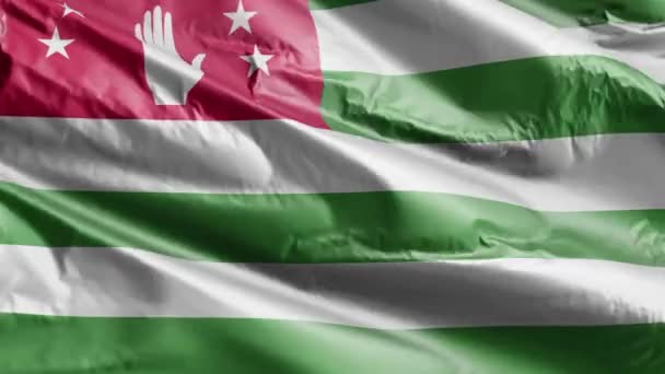 Abchaziens Flagga Viftar Vindslingan Abchazisk Bris Fana Svajar Full Fyllning — Stockvideo