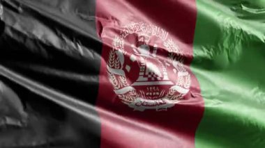 Afganistan tekstil bayrağı rüzgarda sallanıyor. Afgan bayrağı rüzgarda sallanıyor. Kumaş dokular. Tam dolgu arkaplanı. 10 saniye döngü. 