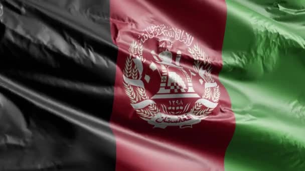 Afganistan Bayrağı Rüzgar Döngüsünde Yavaşça Dalgalanıyor Afgan Bayrağı Rüzgarda Hafifçe — Stok video