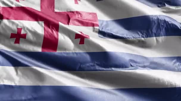 Ajaria Σημαία Ύφασμα Κυματίζει Στο Βρόχο Του Ανέμου Σημαία Των — Αρχείο Βίντεο