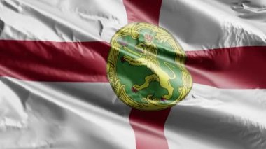 Alderney bayrağı rüzgar döngüsünde yavaşça dalgalanıyor. Aldernian bayrağı rüzgarda sallanıyor. Tam dolgu arkaplanı. 20 saniye döngü. 