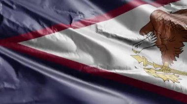 Rüzgarda dalgalanan Amerikan Samoa bayrağı. Amerikan Samoa bayrağı rüzgarda sallanıyor. Tam dolgu arkaplanı. 10 saniye döngü. 