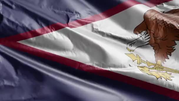 美属萨摩亚的国旗在风向上飘扬 美属萨摩亚的旗帜在微风中飘扬 完整的背景 10秒回圈 — 图库视频影像