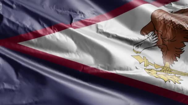 アメリカ領サモアの旗はゆっくりと風の輪を振っている 風に揺れるアメリカ領サモアの旗 完全充填の背景 20秒ループ — ストック動画