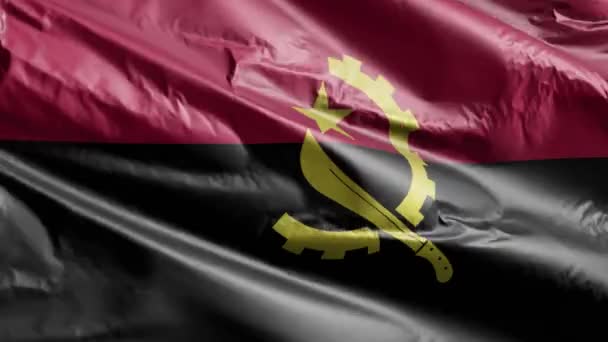 Флаг Анголы Размахивает Петле Ветра Ангольское Знамя Раскачивается Ветру Полный — стоковое видео