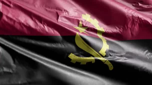 Angola Textile Flag Waving Wind Loop Angolan Banner Swaying Breeze — Stock Video