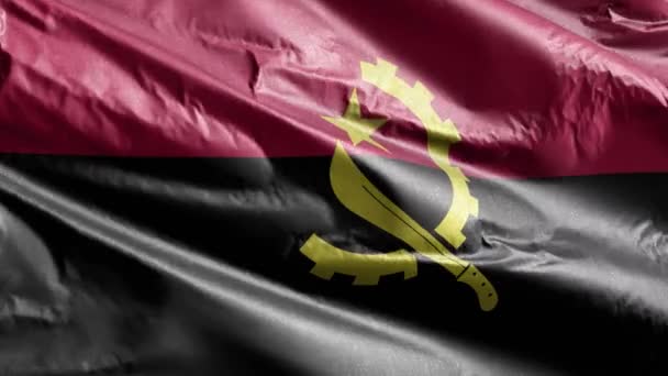 安哥拉纺织品国旗在风向上缓缓飘扬 安哥拉的旗帜在微风中飘扬 织物织物织物组织 完整的背景 20秒回圈 — 图库视频影像
