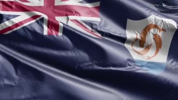 Ανγκουίλα Σημαία Κυματίζει Στο Βρόχο Του Ανέμου Ανγκουίλα Σημαία Ταλαντεύεται — Αρχείο Βίντεο