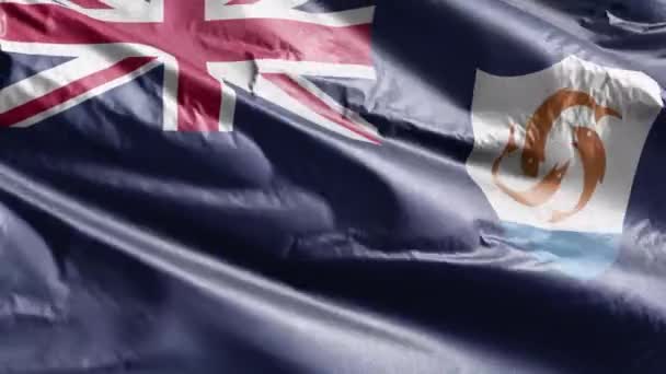 Anguilla Textil Flagga Viftar Vindslingan Anguilla Banner Svajar Brisen Tyg — Stockvideo