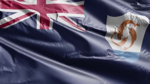 Anguilla Flaggan Långsamt Vinka Vindslingan Anguilla Banner Svänger Smidigt Vinden — Stockvideo