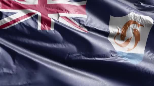 Anguilla Textil Flagga Långsam Vinka Vindslingan Anguilla Banner Svänger Smidigt — Stockvideo