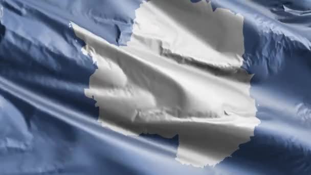 Флаг Антарктиды Размахивает Петле Ветра Знамя Антарктиды Раскачивается Ветру Полный — стоковое видео