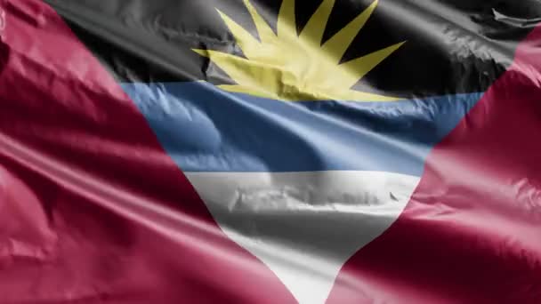 Antigua Und Barbada Flagge Wehen Auf Der Windschleife Antigua Und — Stockvideo