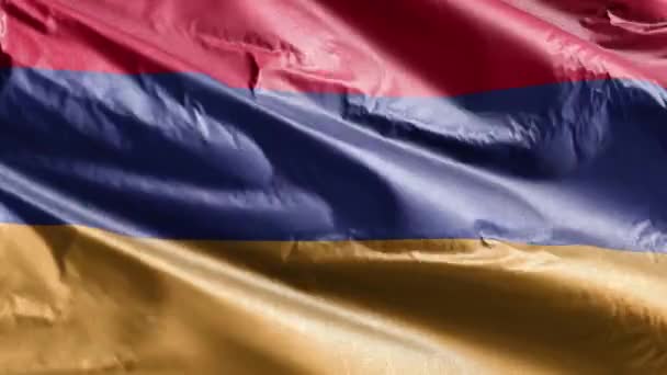 亚美尼亚纺织品的国旗在风向上飘扬 亚美尼亚国旗在微风中飘扬 织物织物织物组织 完整的背景 10秒回圈 — 图库视频影像