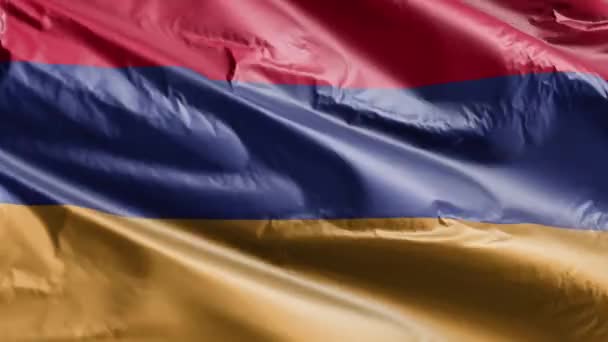 Флаг Армении Развевается Ветровой Петле Армянское Знамя Раскачивается Ветру Полный — стоковое видео