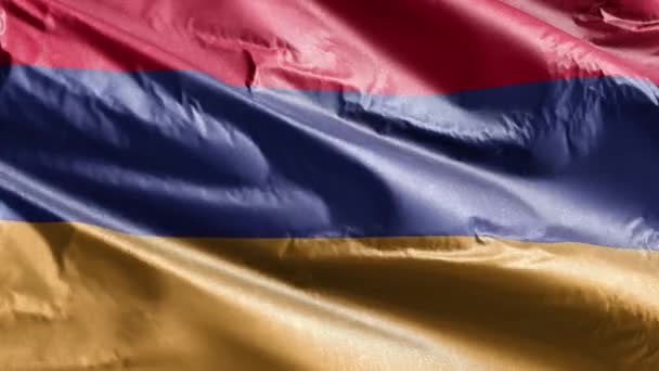 Ermenistan Tekstil Bayrağı Rüzgar Döngüsünde Yavaşça Dalgalanıyor Ermeni Bayrağı Rüzgarda — Stok video