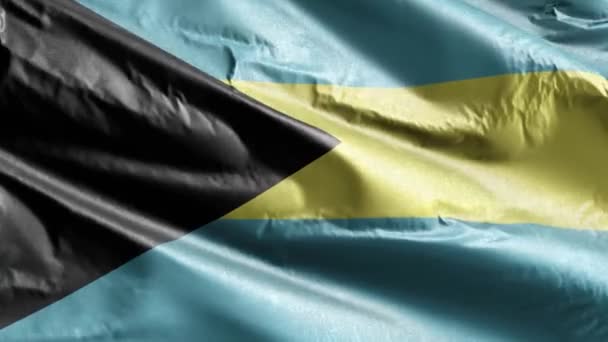 Bahamalar Tekstil Bayrağı Rüzgâr Çemberinde Yavaşça Dalgalanıyor Bahama Bayrağı Rüzgarda — Stok video