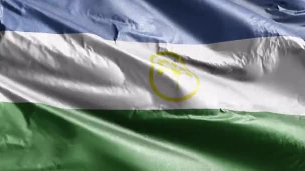 Bashkortostan Textilflagga Viftar Vindslingan Bashkortostan Fana Svajar Vinden Tygvävnad Full — Stockvideo