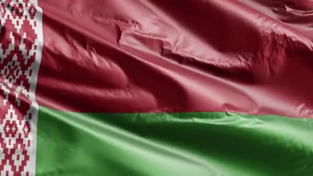 Bandeira Bielorrússia Acenando Loop Vento Bandeira Bielorrússia Balançando Brisa Fundo — Vídeo de Stock