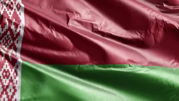 Belarus Tekstil Bayrağı Rüzgar Çemberinde Dalgalanıyor Beyaz Rusya Bayrağı Rüzgarda — Stok video