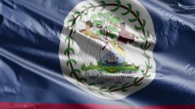 Belize bayrağı rüzgar döngüsünde yavaşça dalgalanıyor. Belize bayrağı rüzgarda hafifçe sallanıyor. Tam dolgu arkaplanı. 20 saniye döngü. 