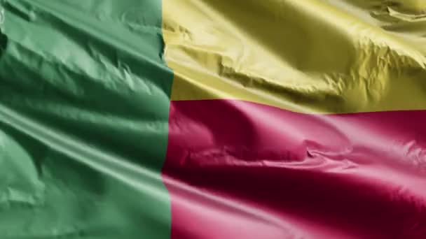 Benin Flagge Weht Auf Der Windschleife Benin Banner Das Sich — Stockvideo