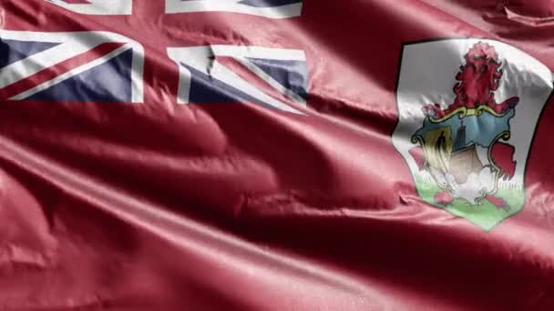 Bermuda Textil Flagga Långsam Vinka Vindslingan Bermudaflaggan Svajar Smidigt Vinden — Stockvideo