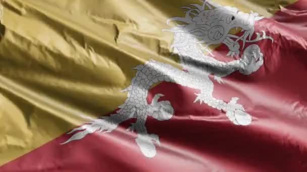 Bhutáni Zászló Lengett Szélhurkon Bhutáni Zászló Lengett Szélben Teljes Kitöltési — Stock videók