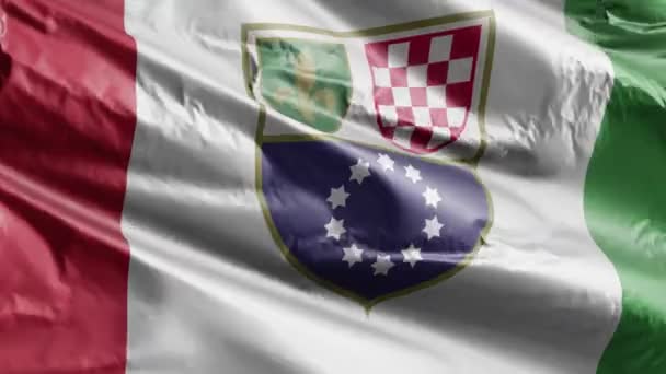 Federazione Della Bosnia Erzegovina Bandiera Sventola Sul Ciclo Del Vento — Video Stock