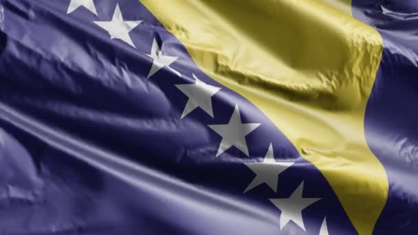 Die Flagge Von Bosnien Und Herzegowina Weht Langsam Auf Der — Stockvideo