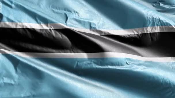 Drapeau Textile Botswana Agitant Lentement Boucle Vent Bannière Botswana Balançant — Video