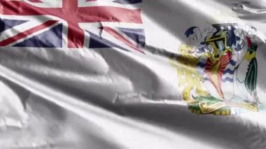 İngiliz Antarktika Bölgesi tekstil bayrağı rüzgâr döngüsünde dalgalanıyor. İngiliz Antarktika Bölgesi bayrağı rüzgarda sallanıyor. Kumaş dokular. Tam dolgu arkaplanı. 10 saniye döngü. 