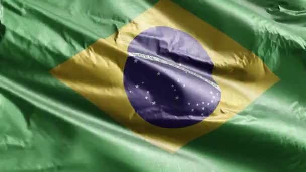 Brezilya Tekstil Bayrağı Rüzgarda Sallanıyor Brezilya Bayrağı Rüzgarda Sallanıyor Kumaş — Stok video