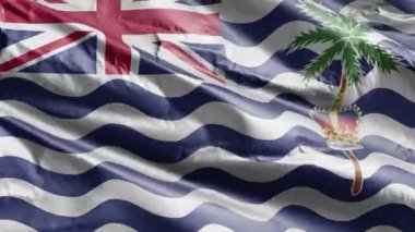 İngiliz Hint Okyanusu Bölgesi bayrağı rüzgâr döngüsünde dalgalanıyor. İngiliz Hint Okyanusu Bölgesi bayrağı rüzgarda sallanıyor. Tam dolgu arkaplanı. 10 saniye döngü. 