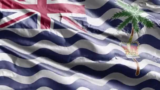 Βρετανική Σημαία Ινδικού Ωκεανού Υφάσματος Κυματίζει Στο Βρόχο Ανέμου Βρετανική — Αρχείο Βίντεο