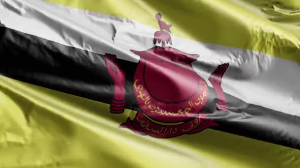 Bandiera Brunei Sventola Sul Ciclo Del Vento Banner Brunei Ondeggiante — Video Stock