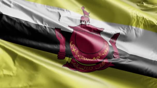 Bandera Brunei Ondeando Lentamente Bucle Del Viento Estandarte Brunei Balanceándose — Vídeo de stock