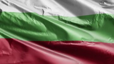 Rüzgarda dalgalanan Bulgaristan bayrağı. Bulgar bayrağı rüzgarda sallanıyor. Tam dolgu arkaplanı. 10 saniye döngü. 