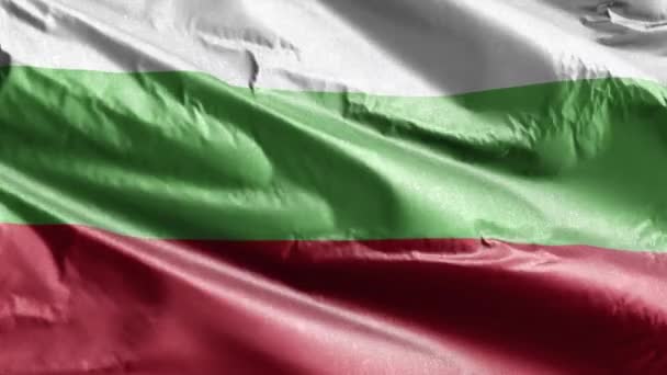 Bulgária Bandeira Têxtil Lenta Acenando Loop Vento Bandeira Búlgara Balançando — Vídeo de Stock