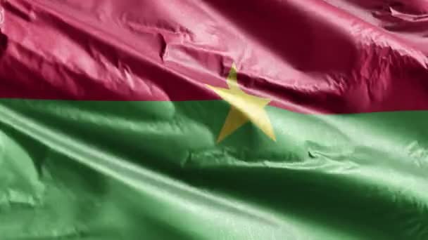 Burkina Faso Bandeira Têxtil Acenando Loop Vento Burkina Faso Banner — Vídeo de Stock